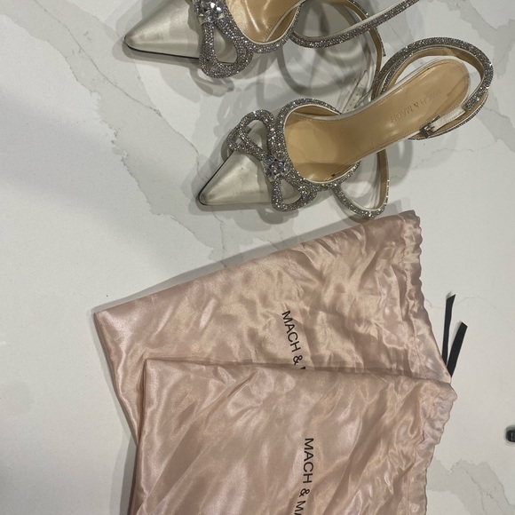 Mach & Mach Double Bow White Heels - Picture 2 of 9